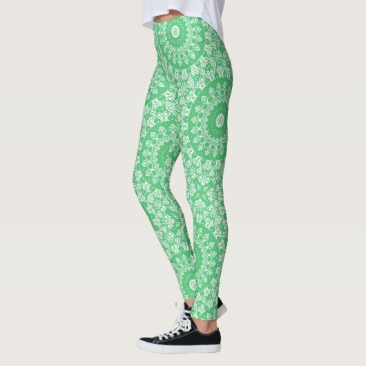 Smaragdgroen Mandala Patroon Leggings (Links)