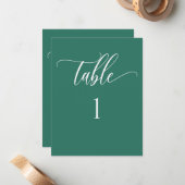 Smaragdgroen Modern Minimalistisch Tafelnummer (Voorkant / Achterkant in situ)