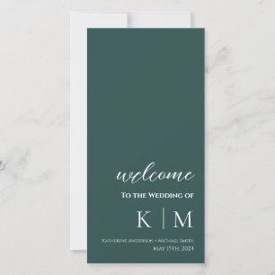 Smaragdgroen-Modern- Monogram-Huwelijksprogramma-