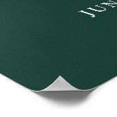 Smaragdgroen modern monogram trouw welkom bord poster (Hoek)