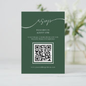 Smaragdgroen Modern QR Code Bruiloft RSVP Kaart (Staand voorkant)