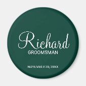 Smaragdgroen Modern Script Gepersonaliseerde Groom Magneet (Voorkant)