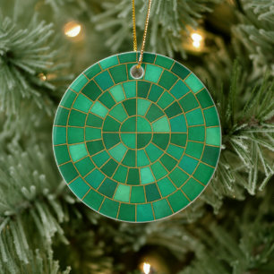 Smaragdgroen Mozaïek Cirkelpatroon Kunst Keramisch Ornament