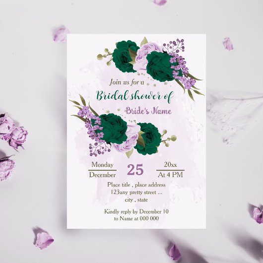 Smaragdgroen Paars Bloemen vrijgezellenfeest Kaart