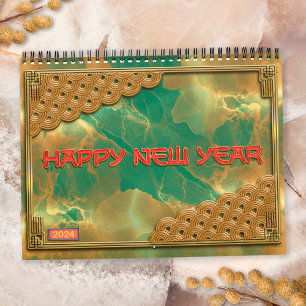 Smaragdgroen Rood Goud 12 Chinese Zodiaktekens Kalender