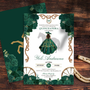 Smaragdgroen Roos Western Quinceanera Kaart