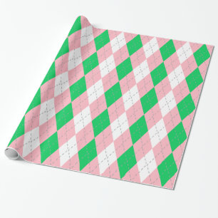Smaragdgroen Roze Donkergrijs Wit XL Argyle Cadeaupapier