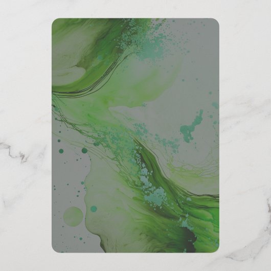 Smaragdgroen save the date gouden Folie Uitnodigin Folie Uitnodiging (Achterkant)