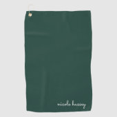 Smaragdgroen script | Stijlvol Monogram Modern Golfhanddoek (Voorkant)