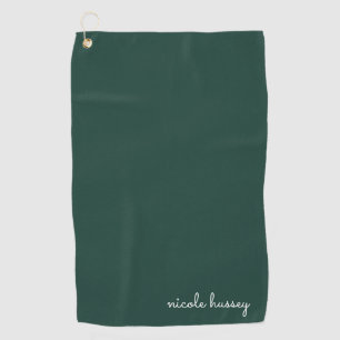 Smaragdgroen script   Stijlvol Monogram Modern Golfhanddoek