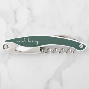 Smaragdgroen script   Stijlvol Monogram Modern Kurkentrekker