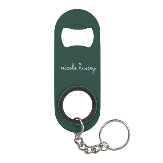 Smaragdgroen script | Stijlvol Monogram Modern Mini Flessenopener (Achterkant)