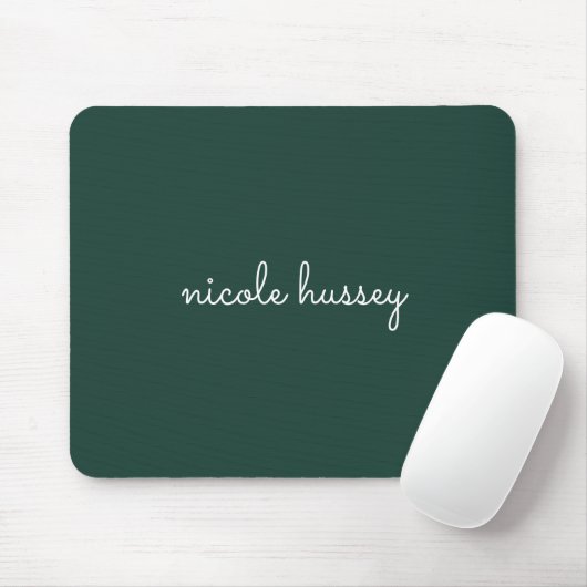 Smaragdgroen script | Stijlvol Monogram Modern Muismat (Met muis)