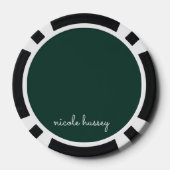 Smaragdgroen script | Stijlvol Monogram Modern Poker Chips (Achterkant)