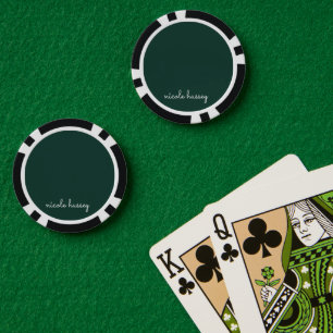 Smaragdgroen script Stijlvol Monogram Modern Poker Chips