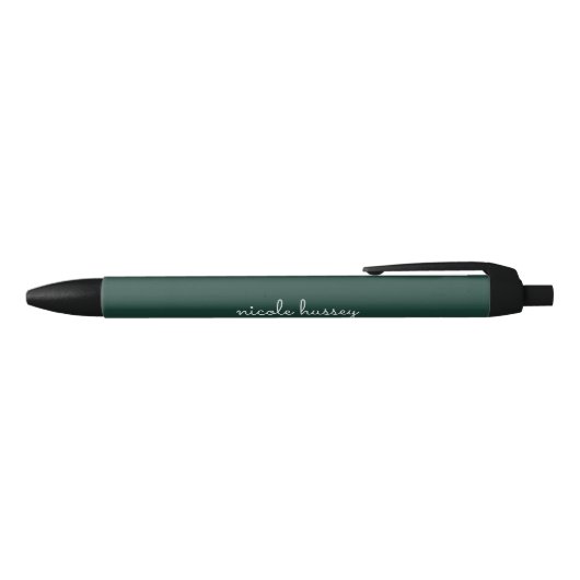 Smaragdgroen script | Stijlvol Monogram Modern Zwarte Inkt Pen (Bovenkant)