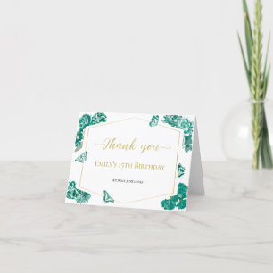 Smaragdgroen Sweet 16 Quinceanera Bat Mitzvah Bedankkaart