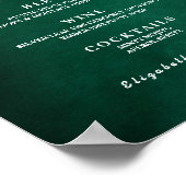 Smaragdgroen Trouwbar Menu Poster (Hoek)