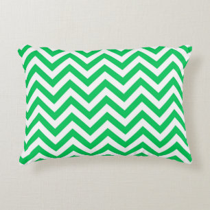 Smaragdgroen, wit groot chevron zigzagpatroon decoratief kussen