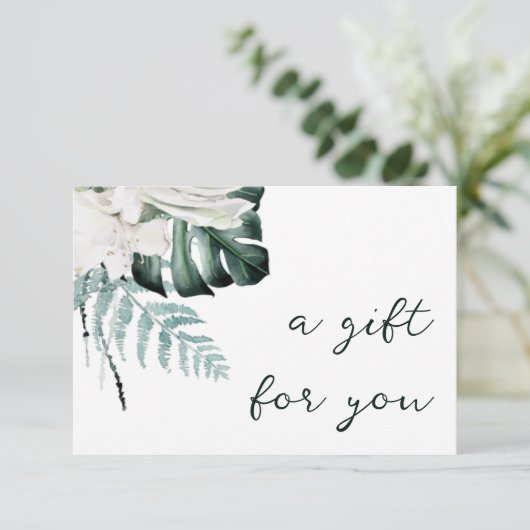 Smaragdgroen Witte bloemen Cadeaubon (Staand voorkant)