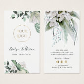 Smaragdgroen Witte bloemen logo visitekaartje (Voorkant /achterkant)