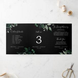 Smaragdgroen Zwart Drievoudig Tafelnummerteken Drieluik Programma