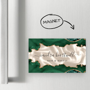 Smaragdgroene agaat gouden glitter luxe magnetisch visitekaartje