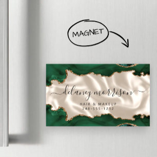 Smaragdgroene agaat gouden glitters ivoor luxe magnetisch visitekaartje