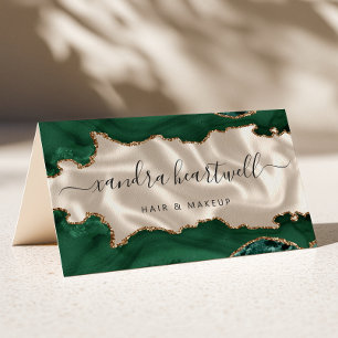 Smaragdgroene agaat gouden glitters ivoor luxe visitekaartjes