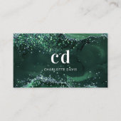 Smaragdgroene agaat marmeren monogram initialen visitekaartje (Voorkant)