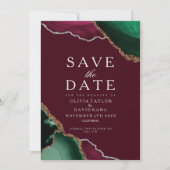 Smaragdgroene Agate Burgundy Save the Date  (Voorkant)