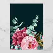 Smaragdgroene Aquarel Bourgondische Bloemen Bruilo Folie Uitnodiging (Achterkant)