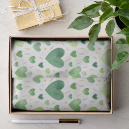 Smaragdgroene Aquarel Harten & Goudblad Tissuepapier