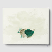 Smaragdgroene beige bloemen bruiloft gastenboek (Achterkant)