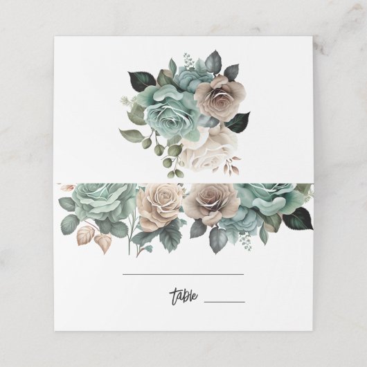 Smaragdgroene beige pioenroos bloem bruiloftsborre (Buitenkant ongevouwen)