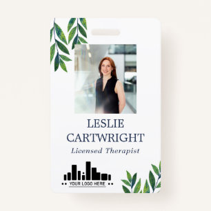 Smaragdgroene bladeren ID foto & Logo Badge