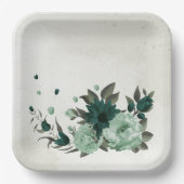 Smaragdgroene bloemen botanisch papieren bordje (Voorkant)