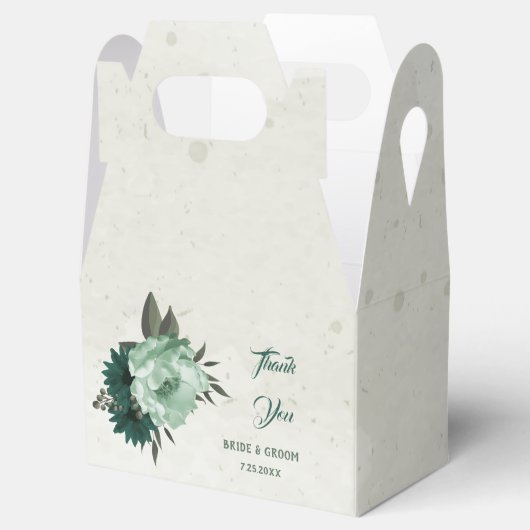 Smaragdgroene bloemen botanische bruiloft bedankdoosjes (Geopend)