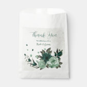 Smaragdgroene bloemen botanische bruiloft bedankzakje (Voorkant)