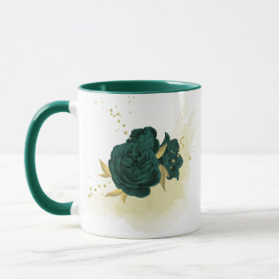 smaragdgroene bloemen goud mok