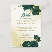 Smaragdgroene bloemen gouden bladeren informatiekaartje (Voorkant)