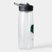 Smaragdgroene bloemen gouden bladeren waterfles (Rechts)