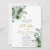 Smaragdgroene bloemen Quinceanera uitnodiging (Voorkant)