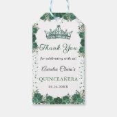 Smaragdgroene bloemenquinceañera dank u cadeaulabel (Voorkant)