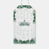 Smaragdgroene bloemenquinceañera dank u cadeaulabel (Achterkant)