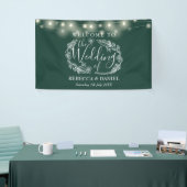 Smaragdgroene bloemenslingerscript bruiloft spandoek (Beurs)