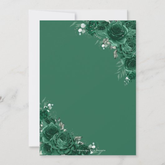 Smaragdgroene bloemenvlinders zoet 16 Verjaardag Save The Date (Achterkant)