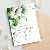 Smaragdgroene bloemige gebloemte bruiloft kaart