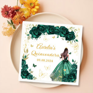 Smaragdgroene bloemjurk prinses Quinceanera Servet