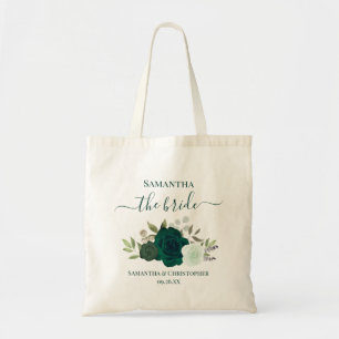 Smaragdgroene Boho Rozen Elegante Bruid Trouwen Tote Bag